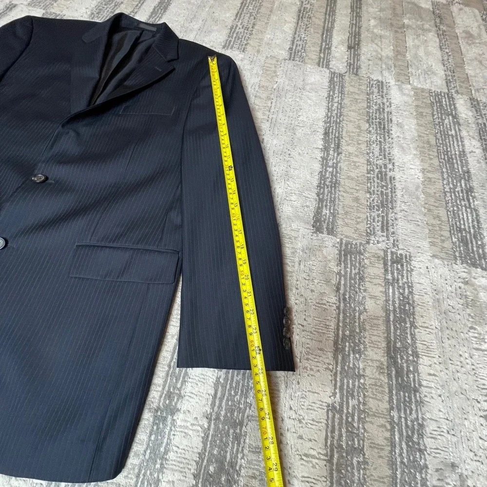 Lauren Ralph Lauren Mens 42L‎ Navy Blue Pinstripe Wool 2-Button Blazer Jacket